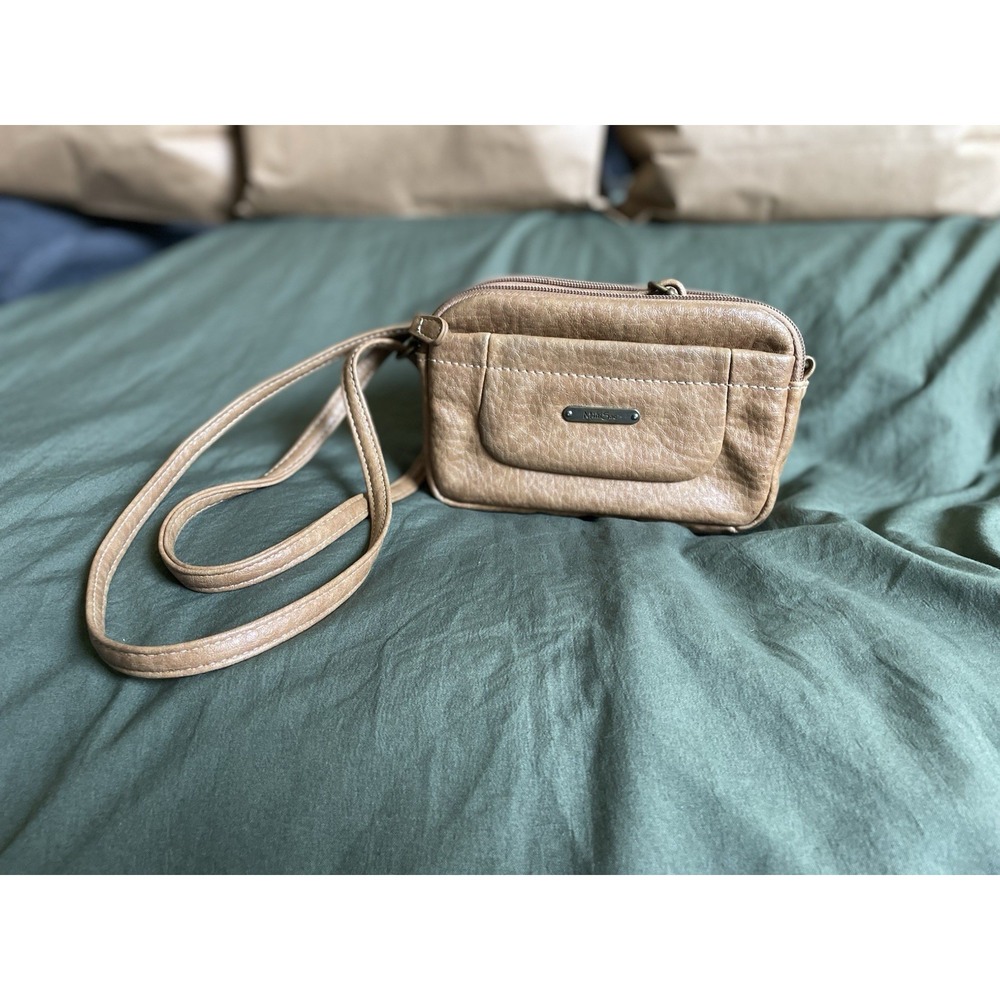 MultiSac Mini Dynamic Crossbody Bag Tan Faux Leather Small Shoulder Purse